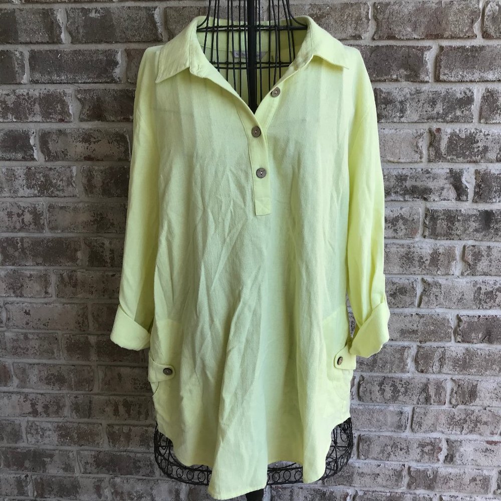 Soft Surroundings Hi Low Shirt Roll Tab Sleeves PL
